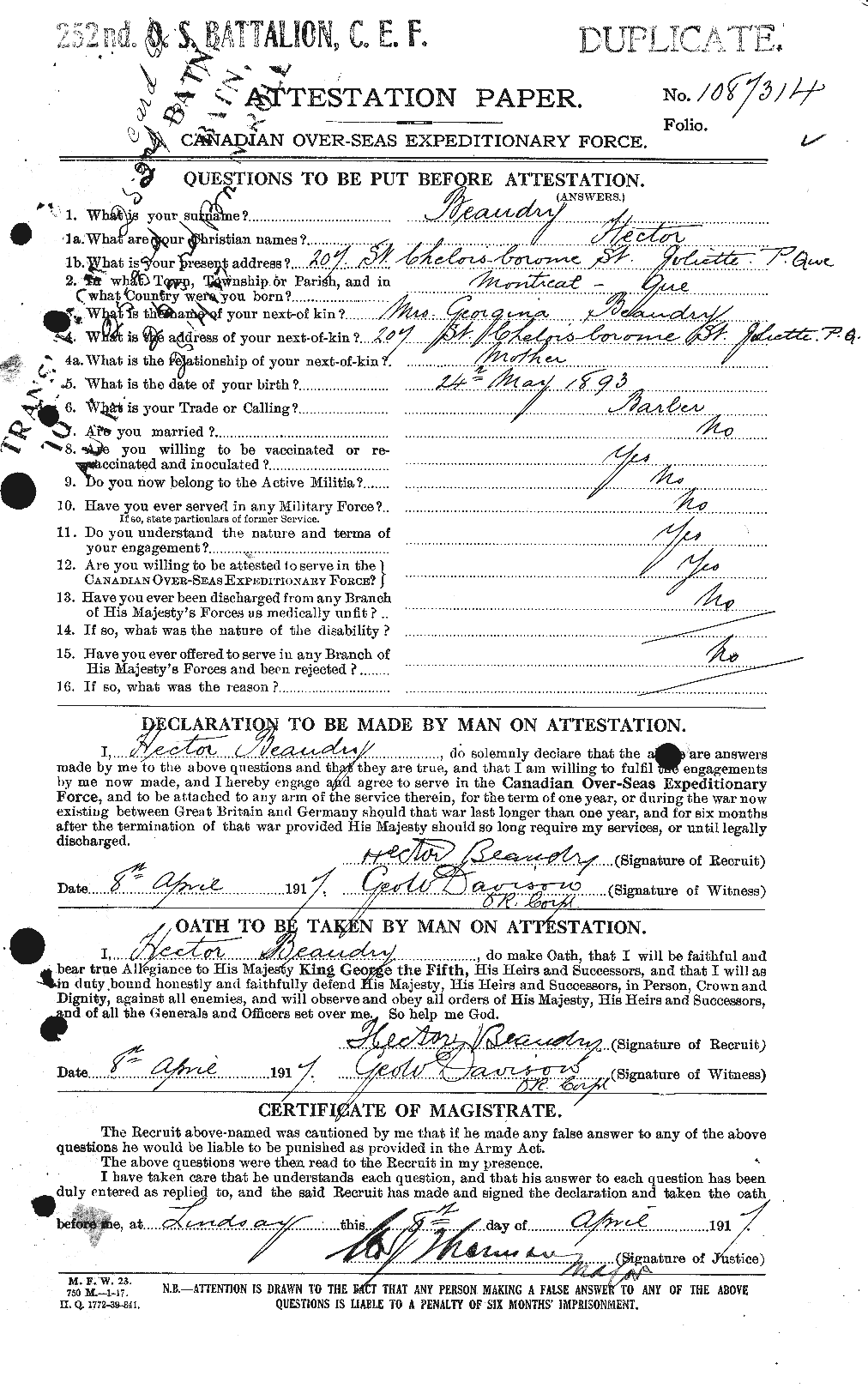 Personnel Records of the First World War - CEF 231362a