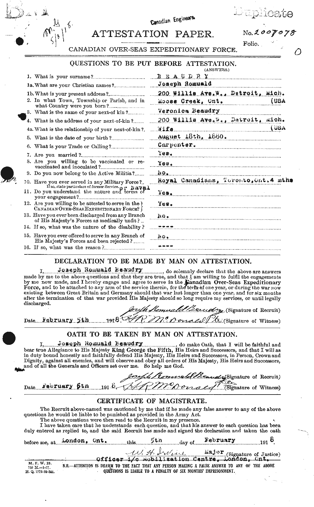Personnel Records of the First World War - CEF 231383a