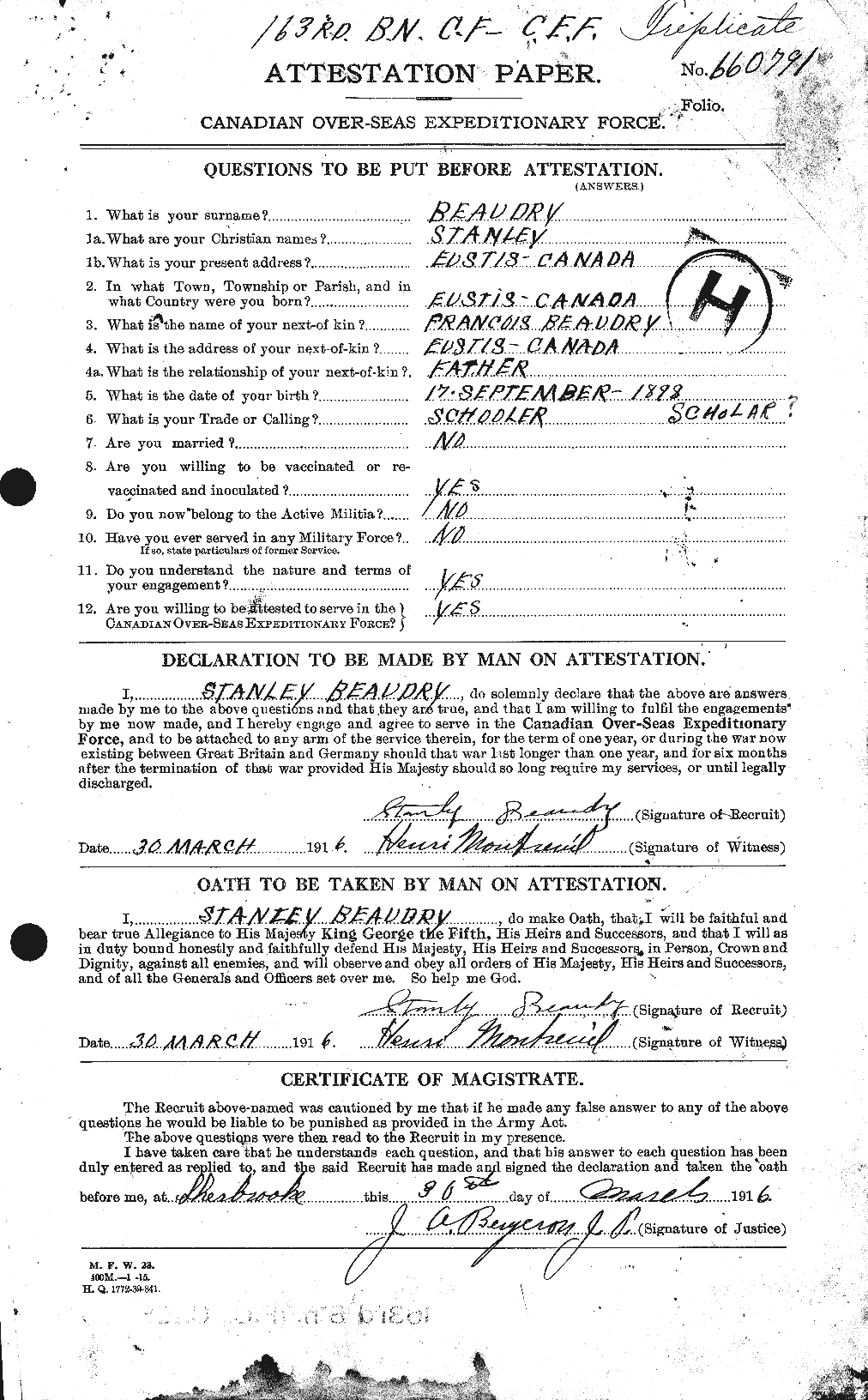Personnel Records of the First World War - CEF 231403a