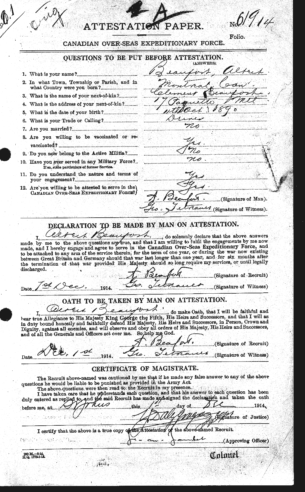 Personnel Records of the First World War - CEF 231412a