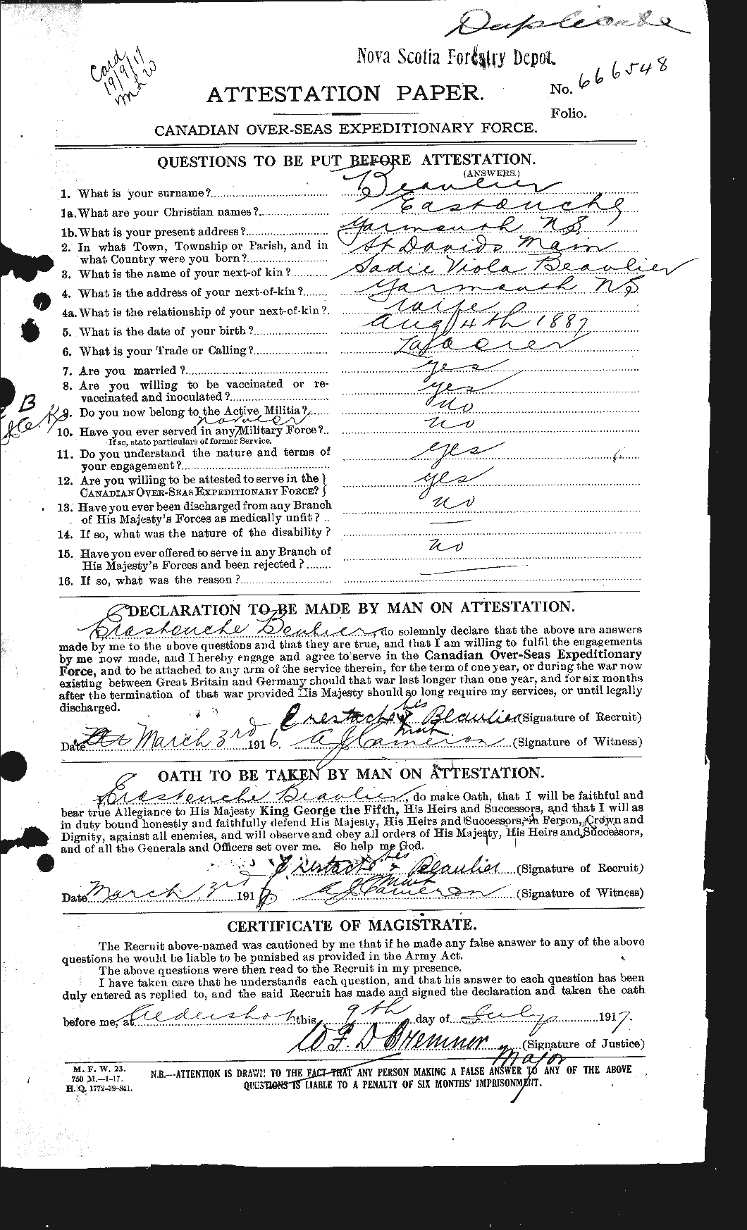 Personnel Records of the First World War - CEF 231444a