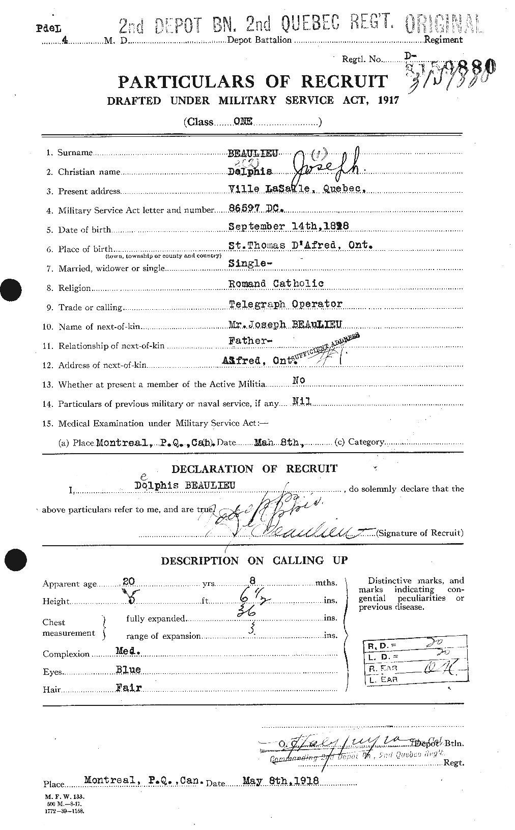 Personnel Records of the First World War - CEF 231557a