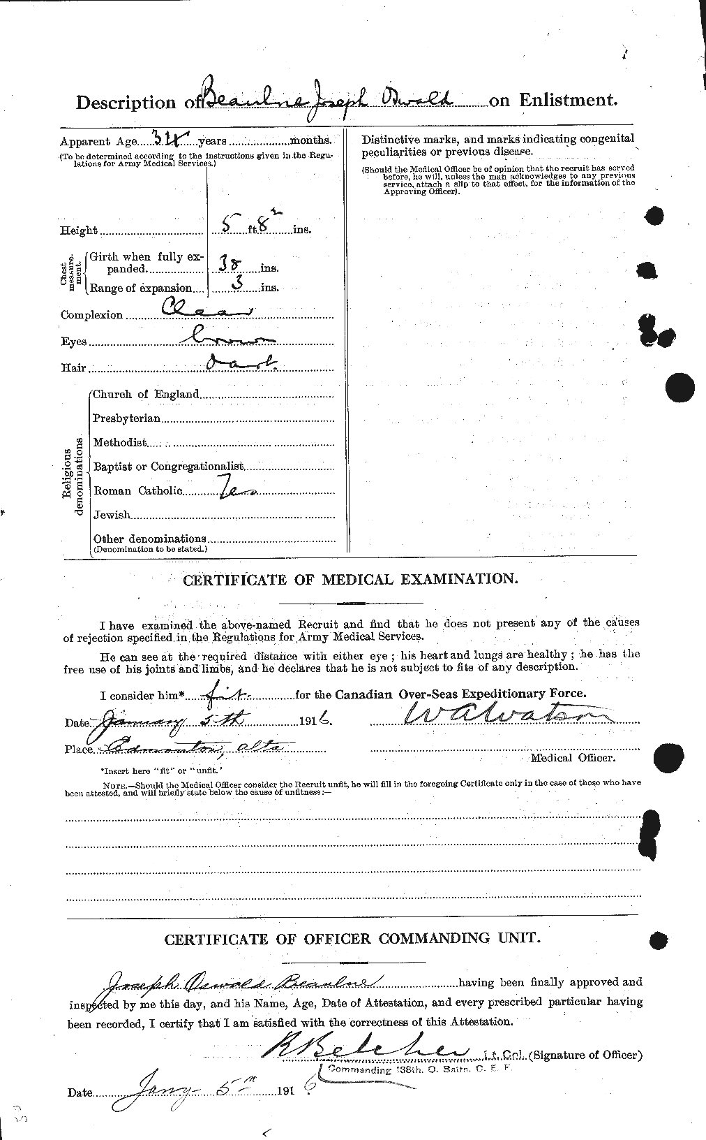 Dossiers du Personnel de la Première Guerre mondiale - CEC 231622b