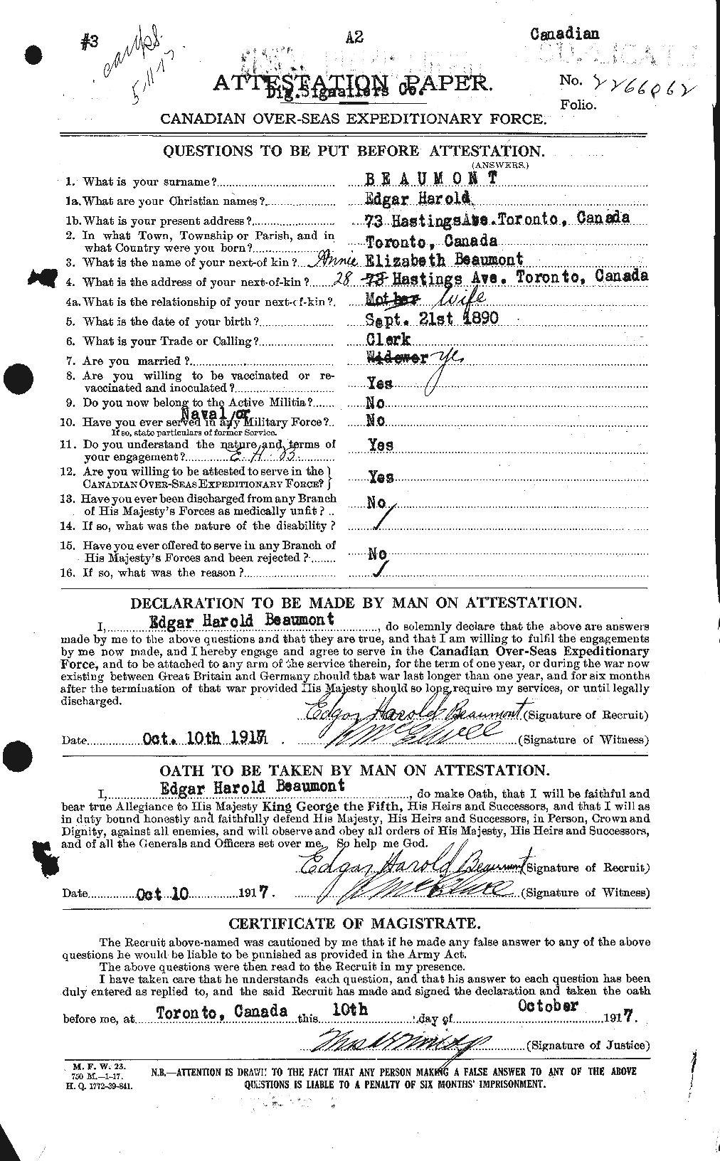 Personnel Records of the First World War - CEF 231651a