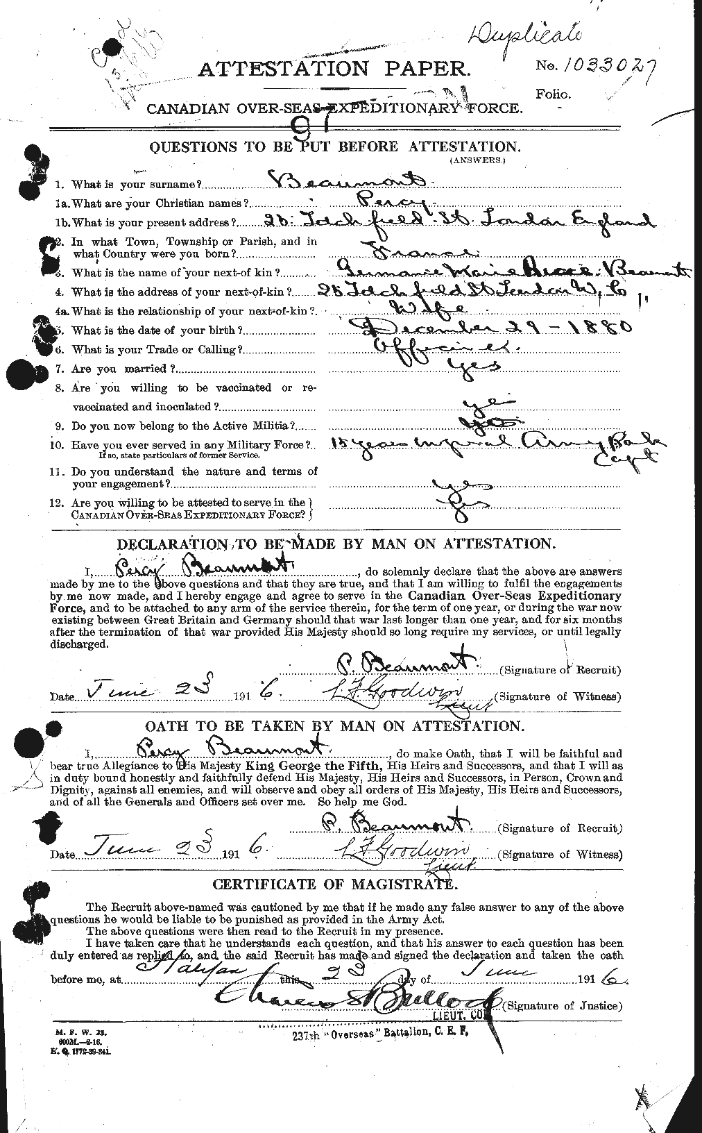Personnel Records of the First World War - CEF 231704a