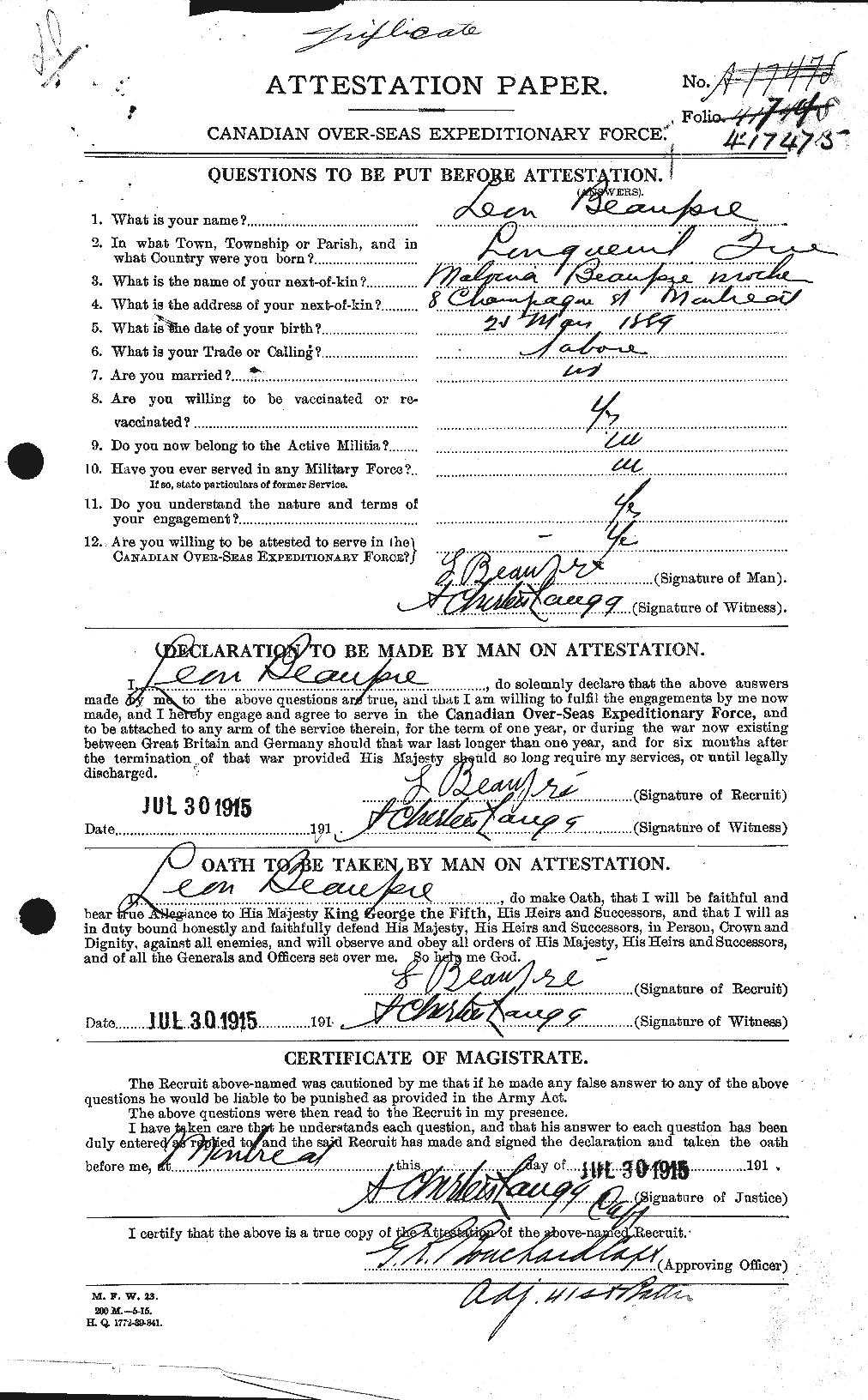 Personnel Records of the First World War - CEF 231766a