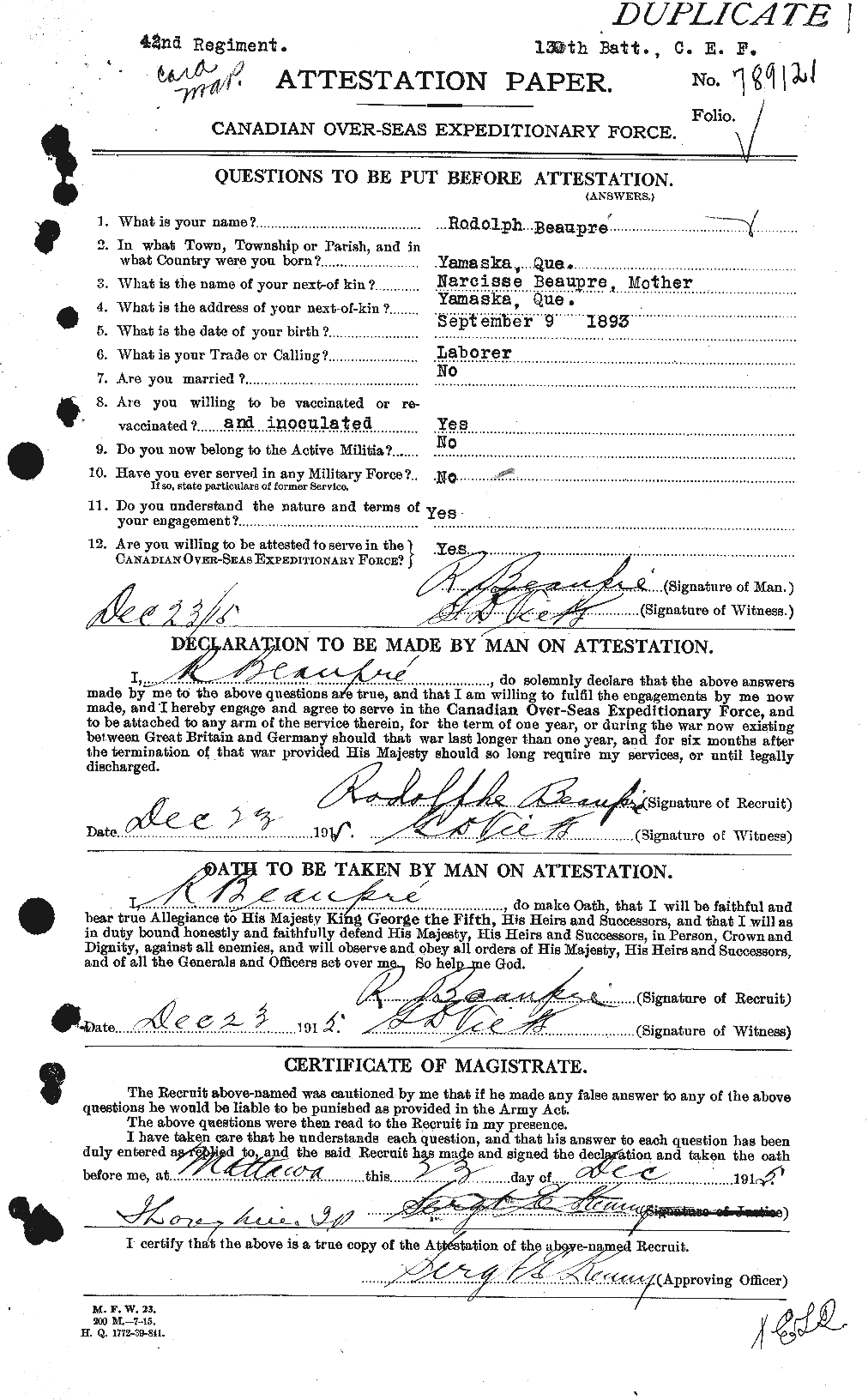 Personnel Records of the First World War - CEF 231773a