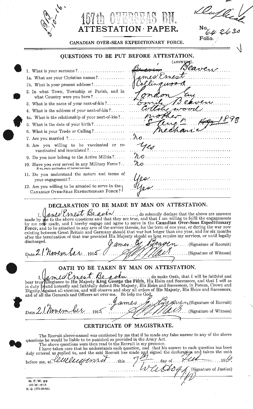 Personnel Records of the First World War - CEF 231907a
