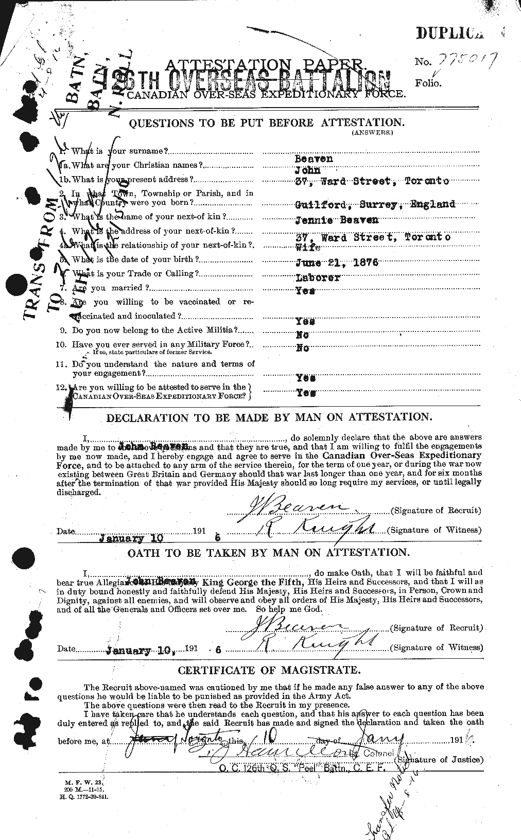 Personnel Records of the First World War - CEF 231908a