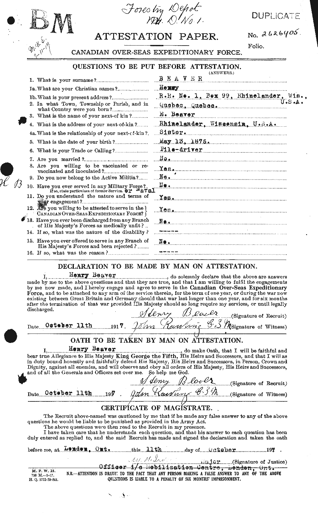 Personnel Records of the First World War - CEF 231927a