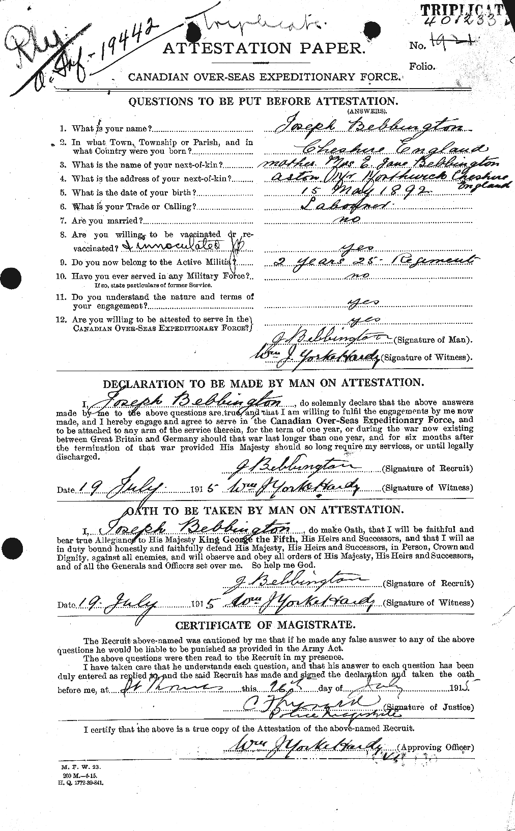 Personnel Records of the First World War - CEF 232001a