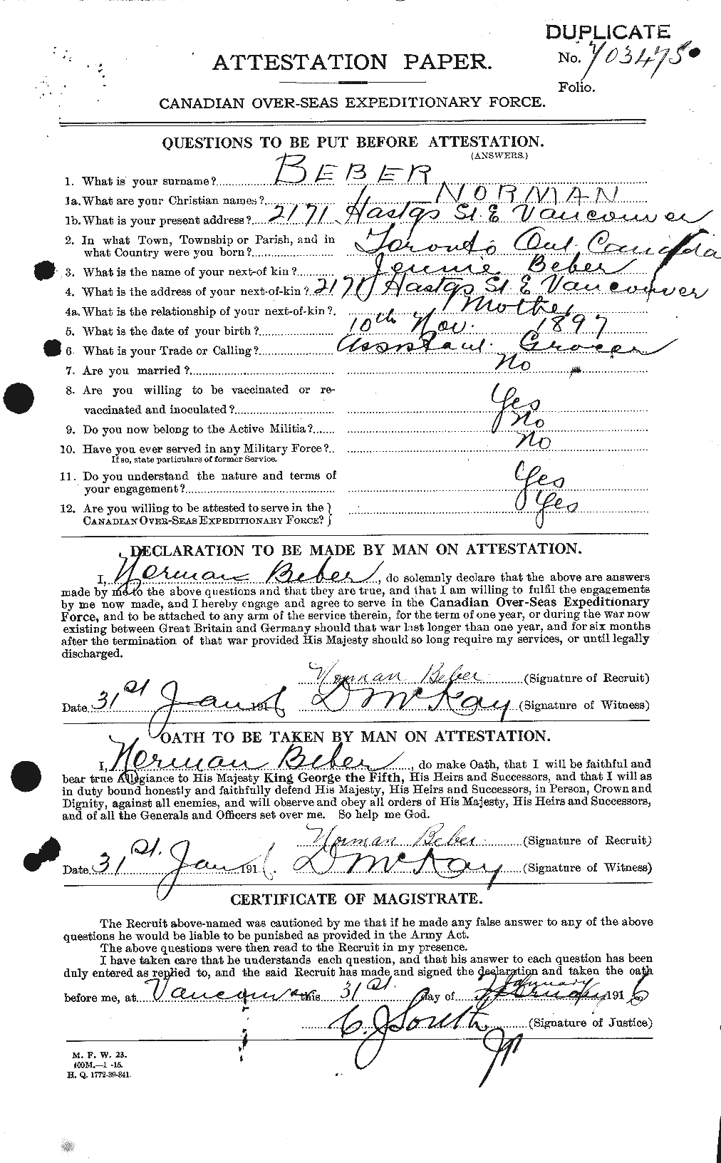 Personnel Records of the First World War - CEF 232007a