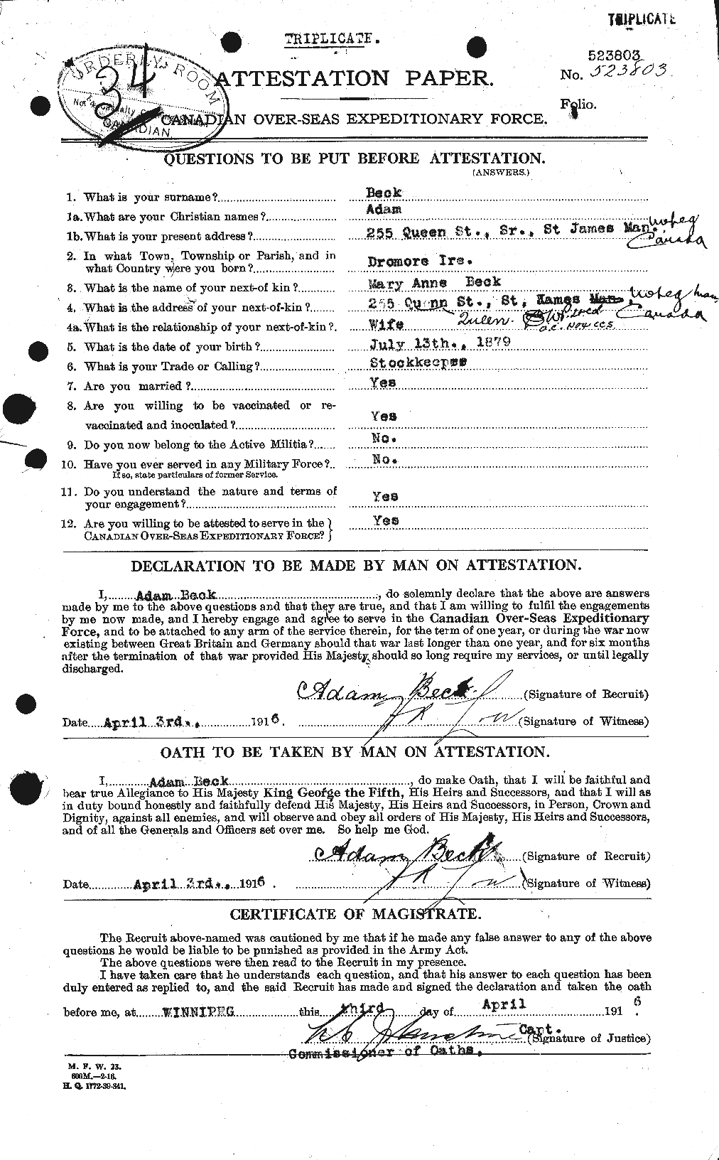 Personnel Records of the First World War - CEF 232072a