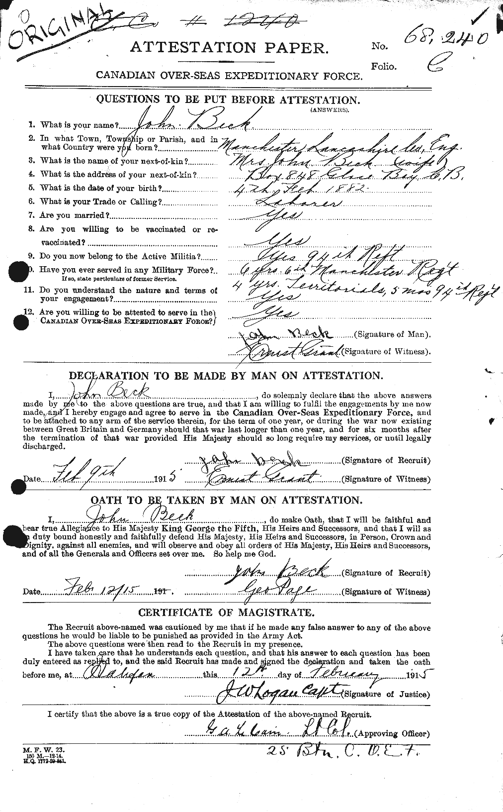 Personnel Records of the First World War - CEF 232164a