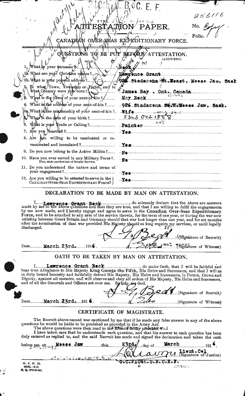 Personnel Records of the First World War - CEF 232188a
