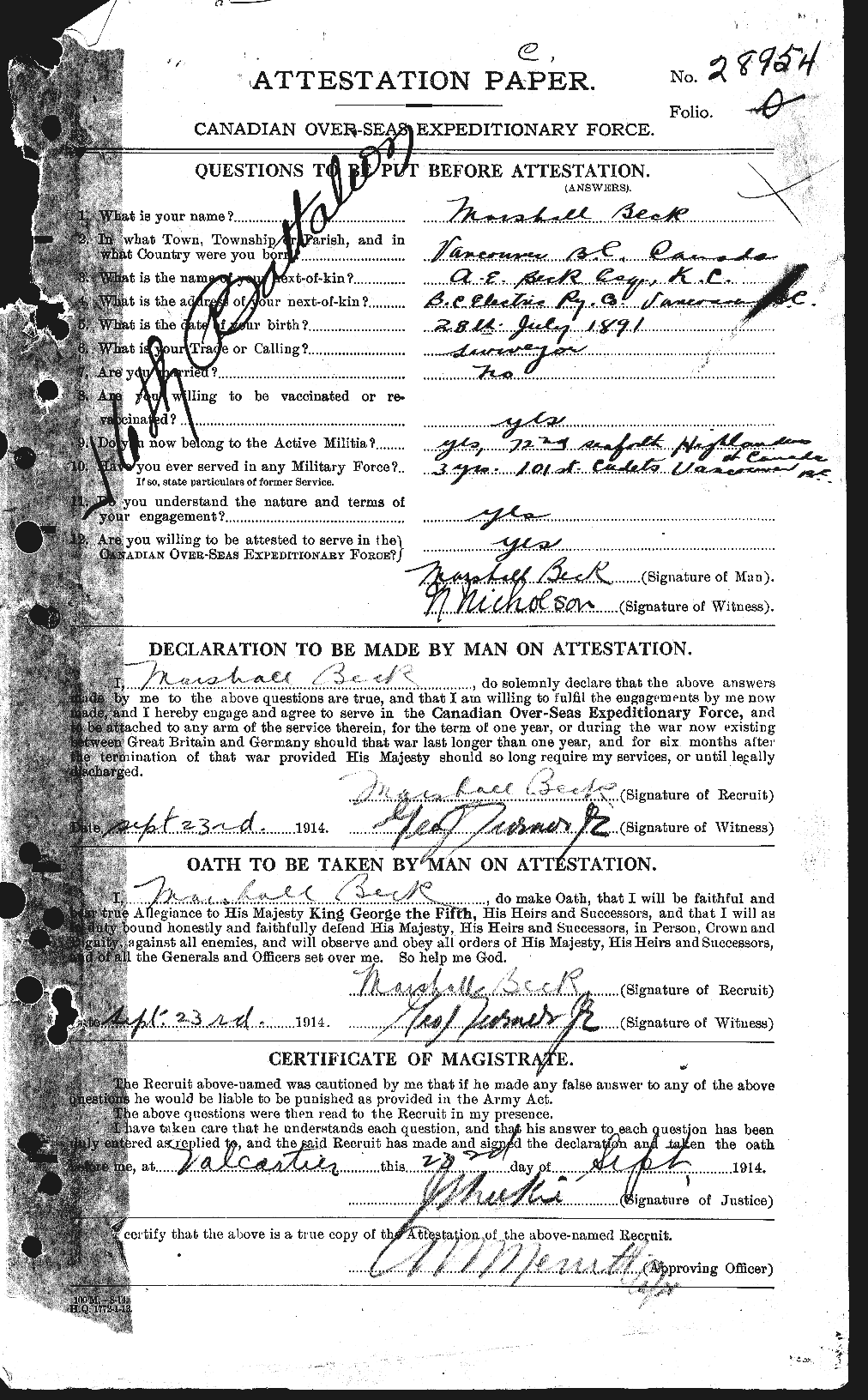 Personnel Records of the First World War - CEF 232196a