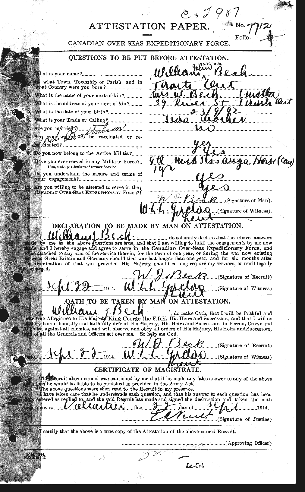 Personnel Records of the First World War - CEF 232250a