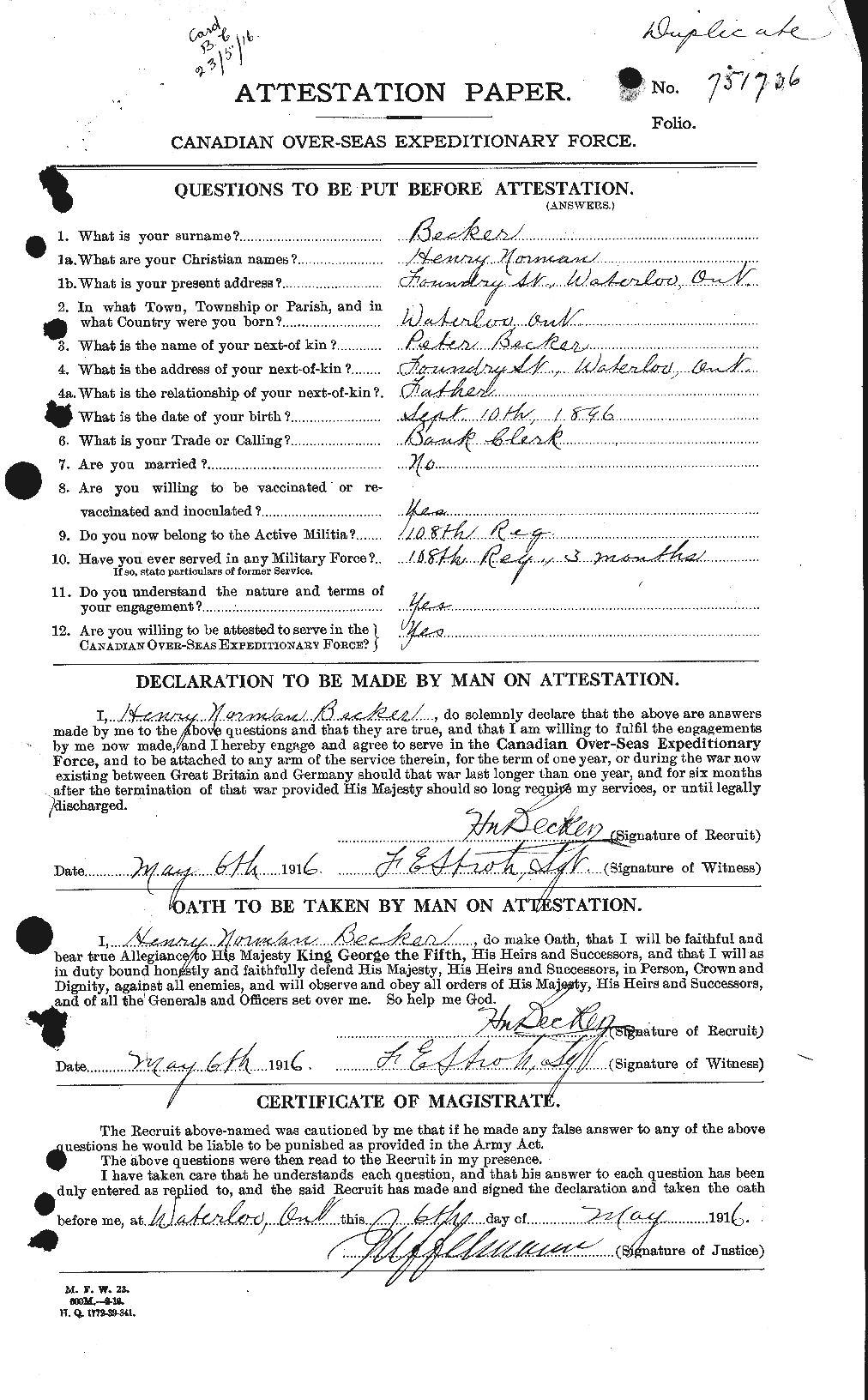 Personnel Records of the First World War - CEF 232288a