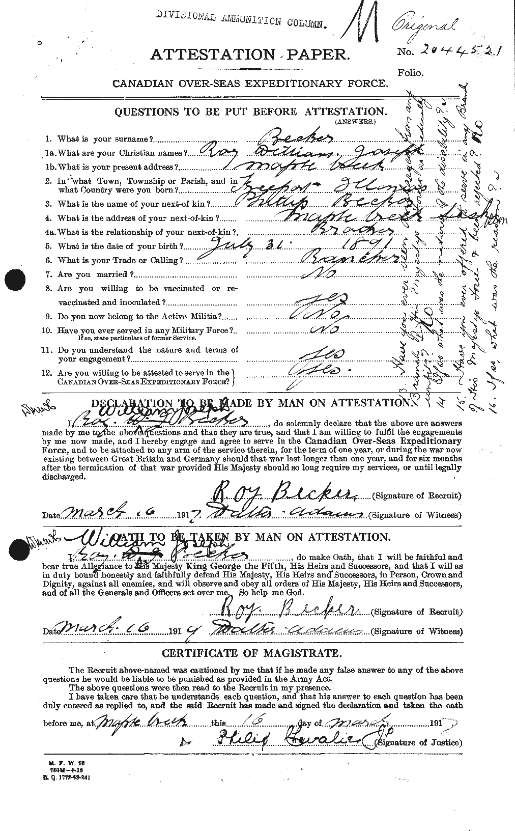 Personnel Records of the First World War - CEF 232308a