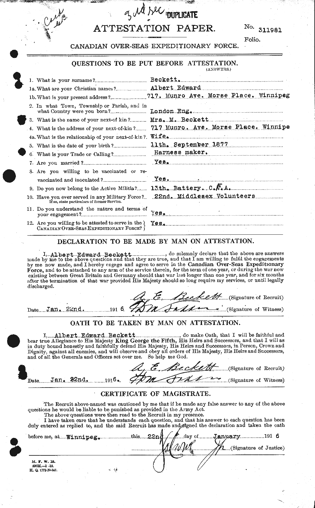 Personnel Records of the First World War - CEF 232333a