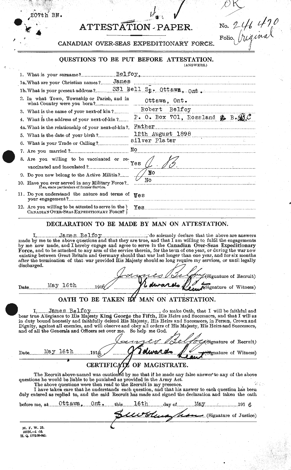 Personnel Records of the First World War - CEF 232454a