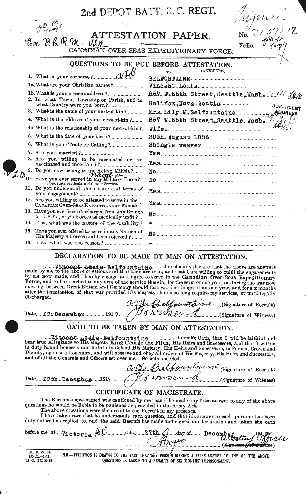 Personnel Records of the First World War - CEF 232457a