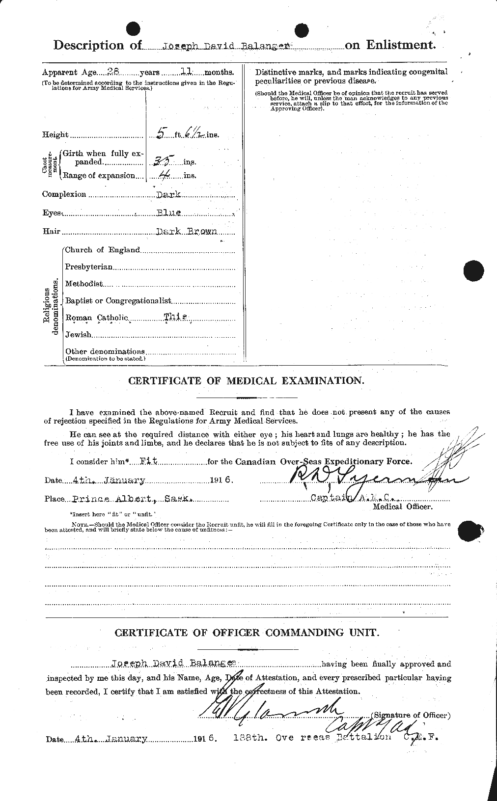 Dossiers du Personnel de la Première Guerre mondiale - CEC 232731b