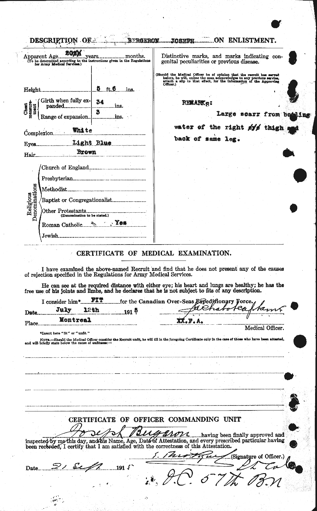 Dossiers du Personnel de la Première Guerre mondiale - CEC 232985b