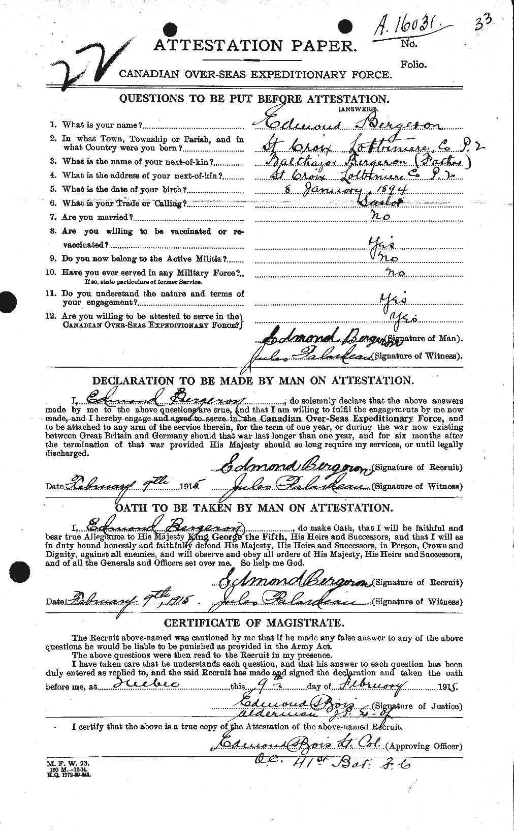 Personnel Records of the First World War - CEF 233044a