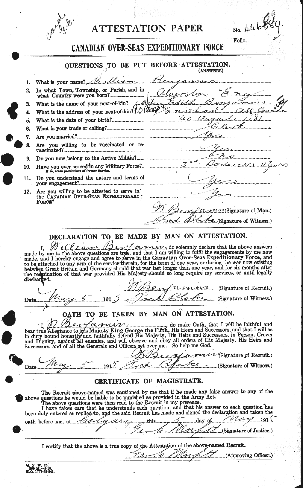 Personnel Records of the First World War - CEF 233181a