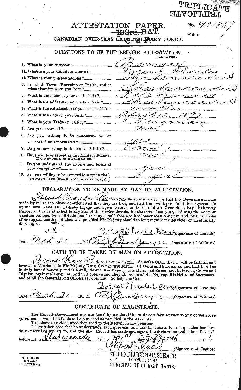 Personnel Records of the First World War - CEF 233238a