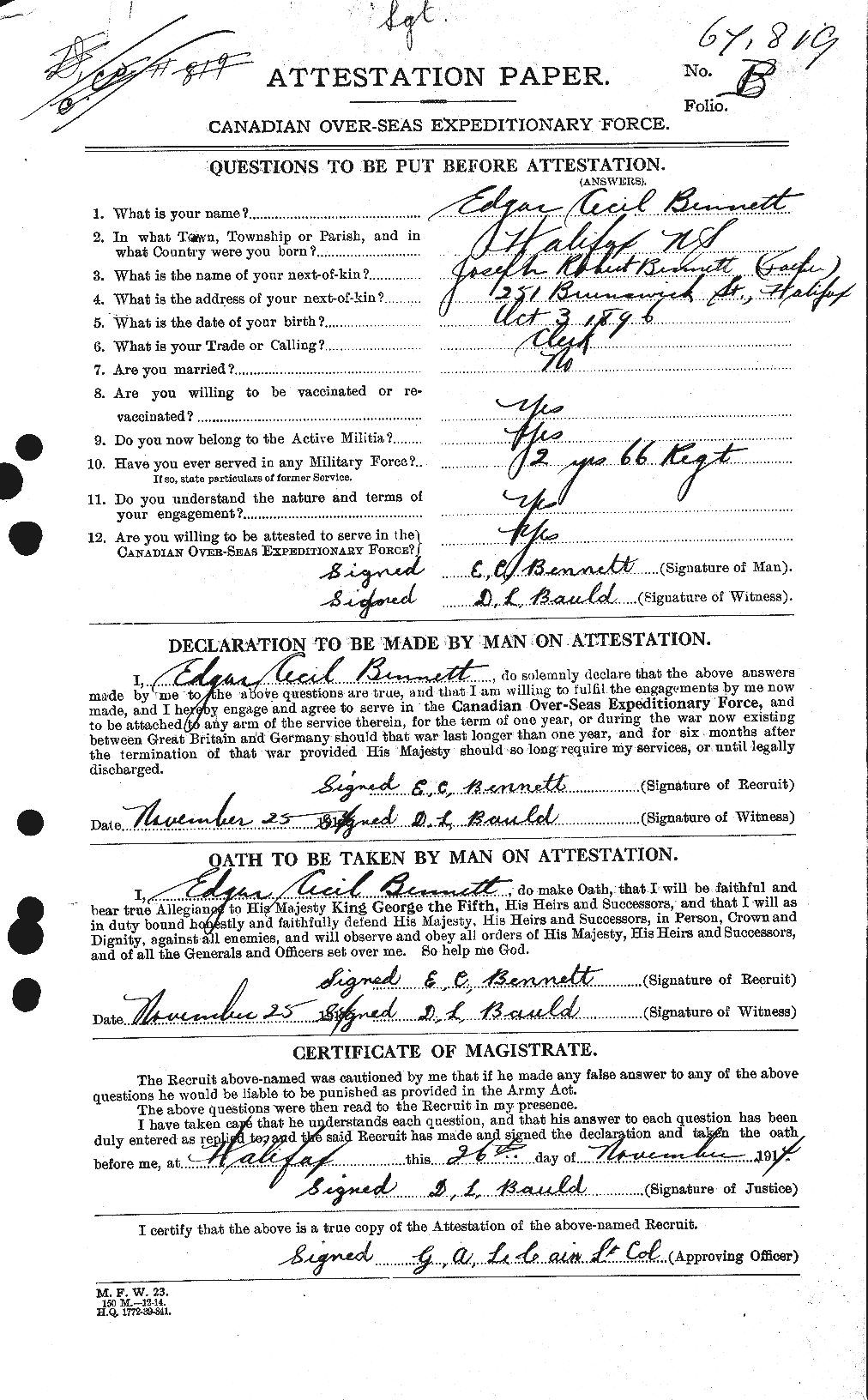 Personnel Records of the First World War - CEF 233453a
