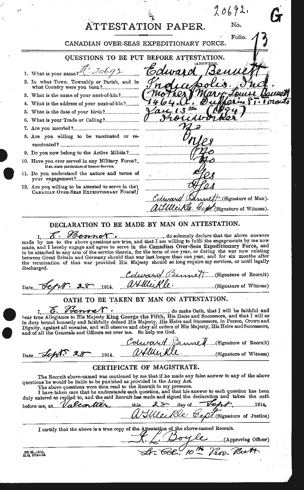 Personnel Records of the First World War - CEF 233461a
