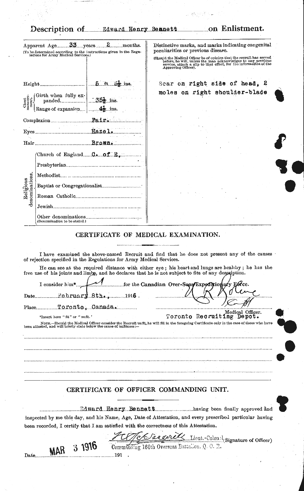Dossiers du Personnel de la Première Guerre mondiale - CEC 233463b