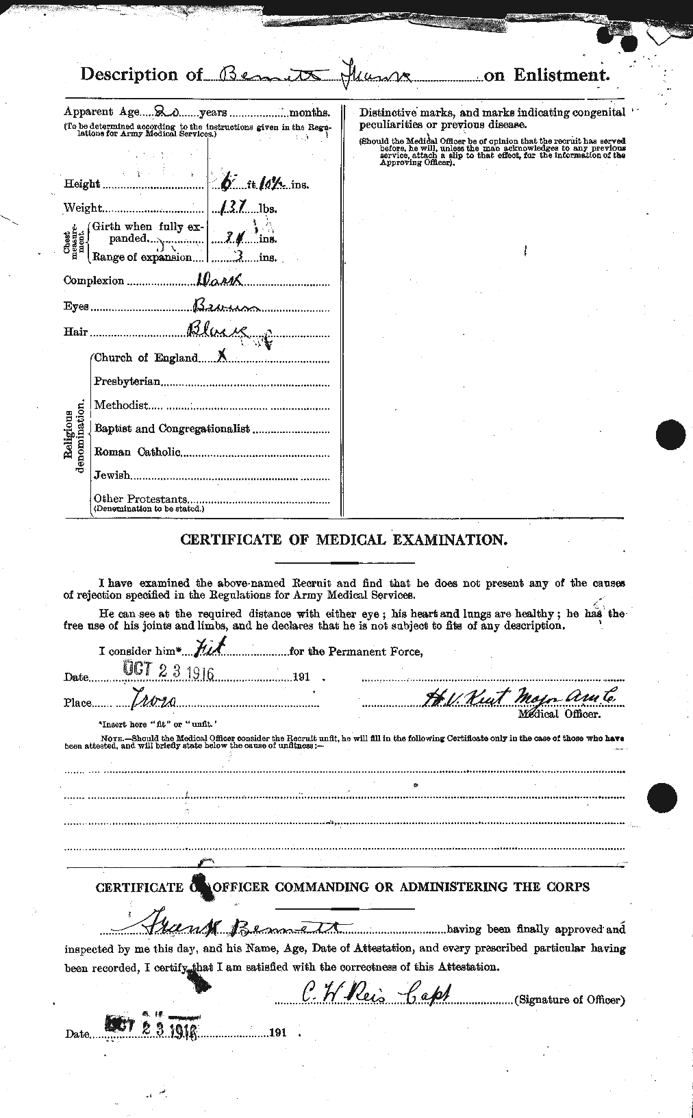 Dossiers du Personnel de la Première Guerre mondiale - CEC 233499b