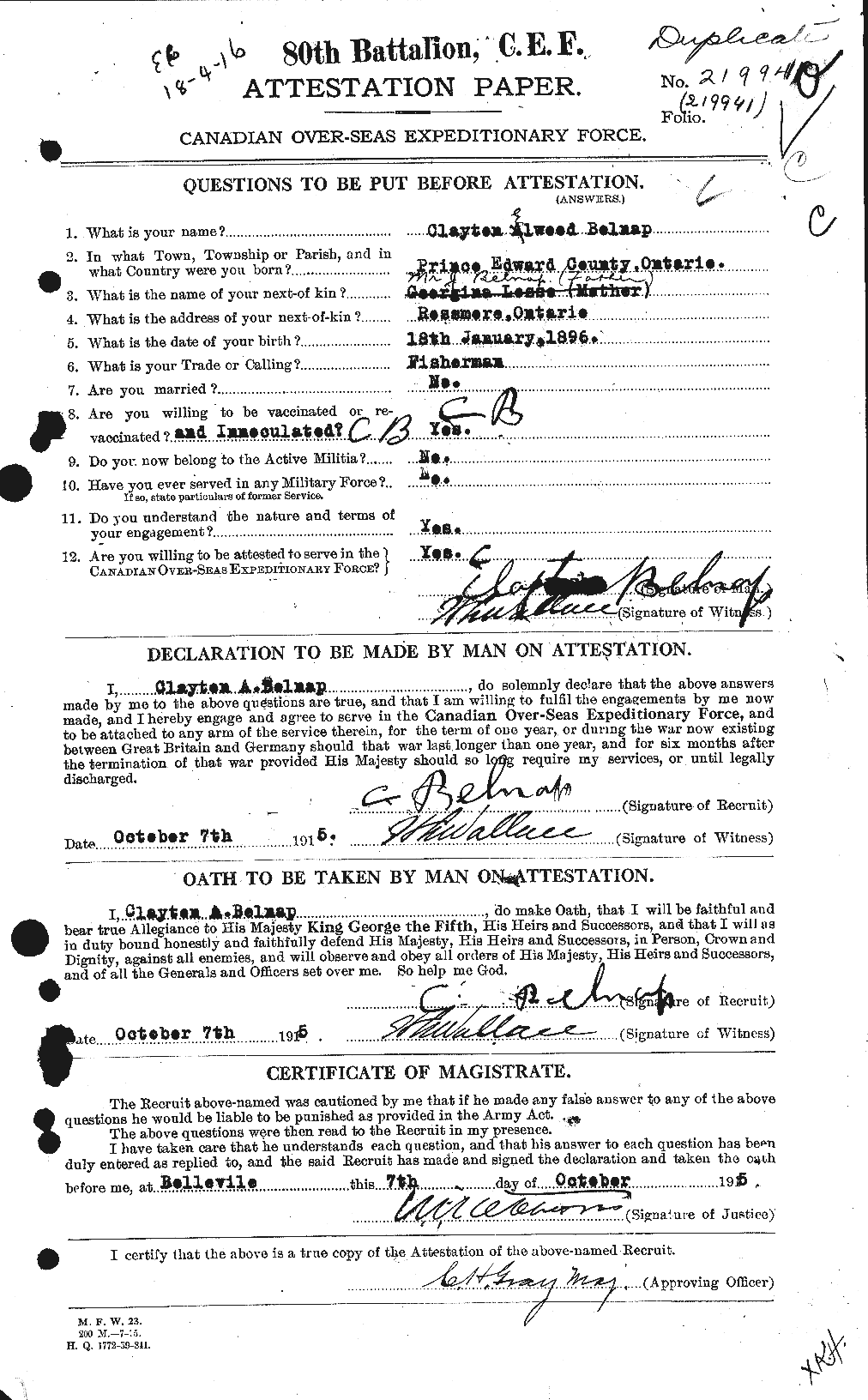 Personnel Records of the First World War - CEF 233593a