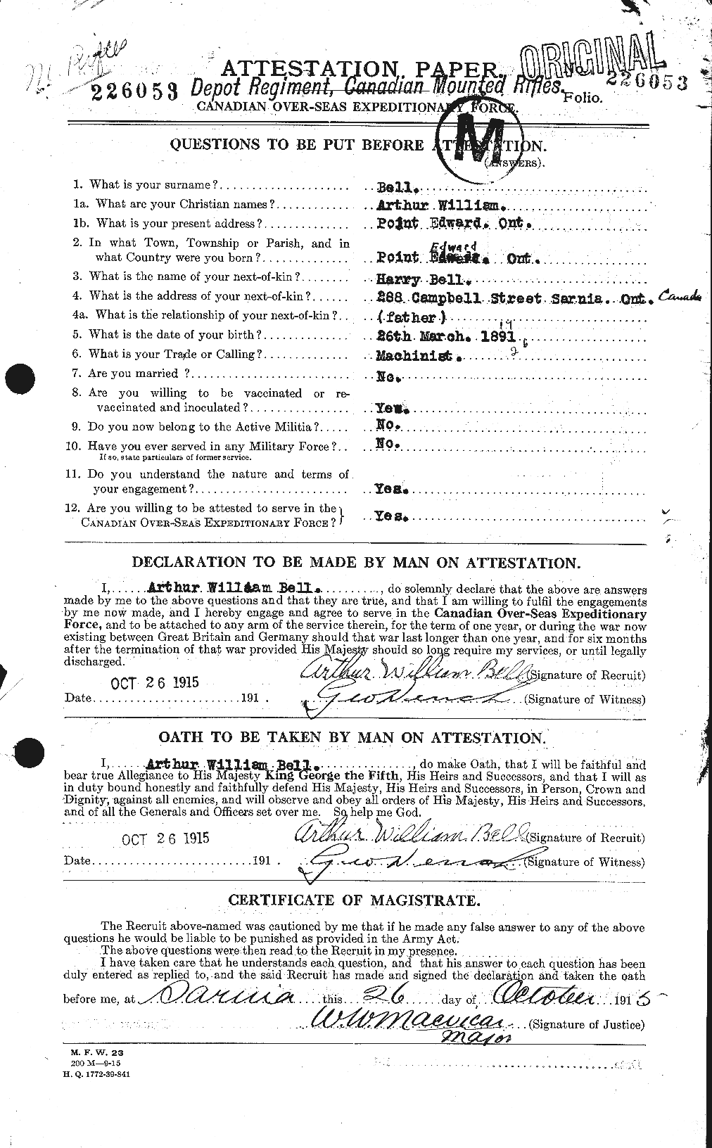 Personnel Records of the First World War - CEF 233898a