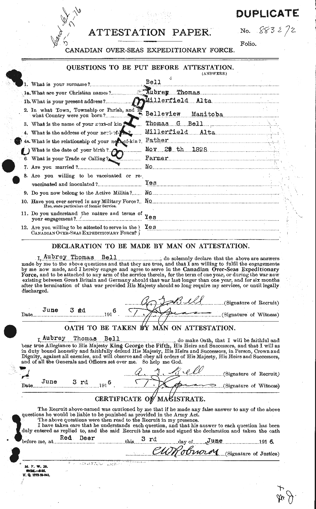 Personnel Records of the First World War - CEF 233900a