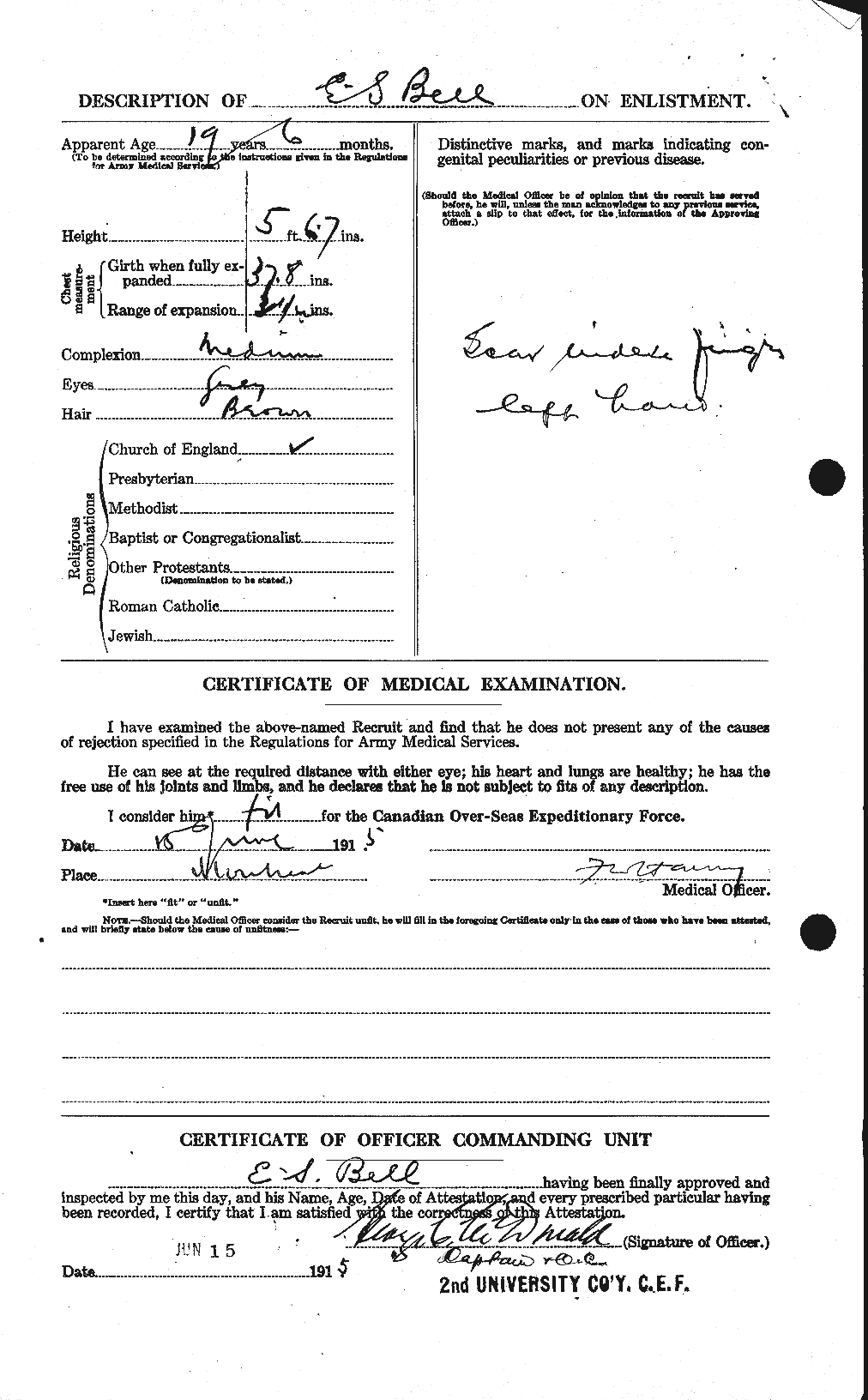 Dossiers du Personnel de la Première Guerre mondiale - CEC 234077b