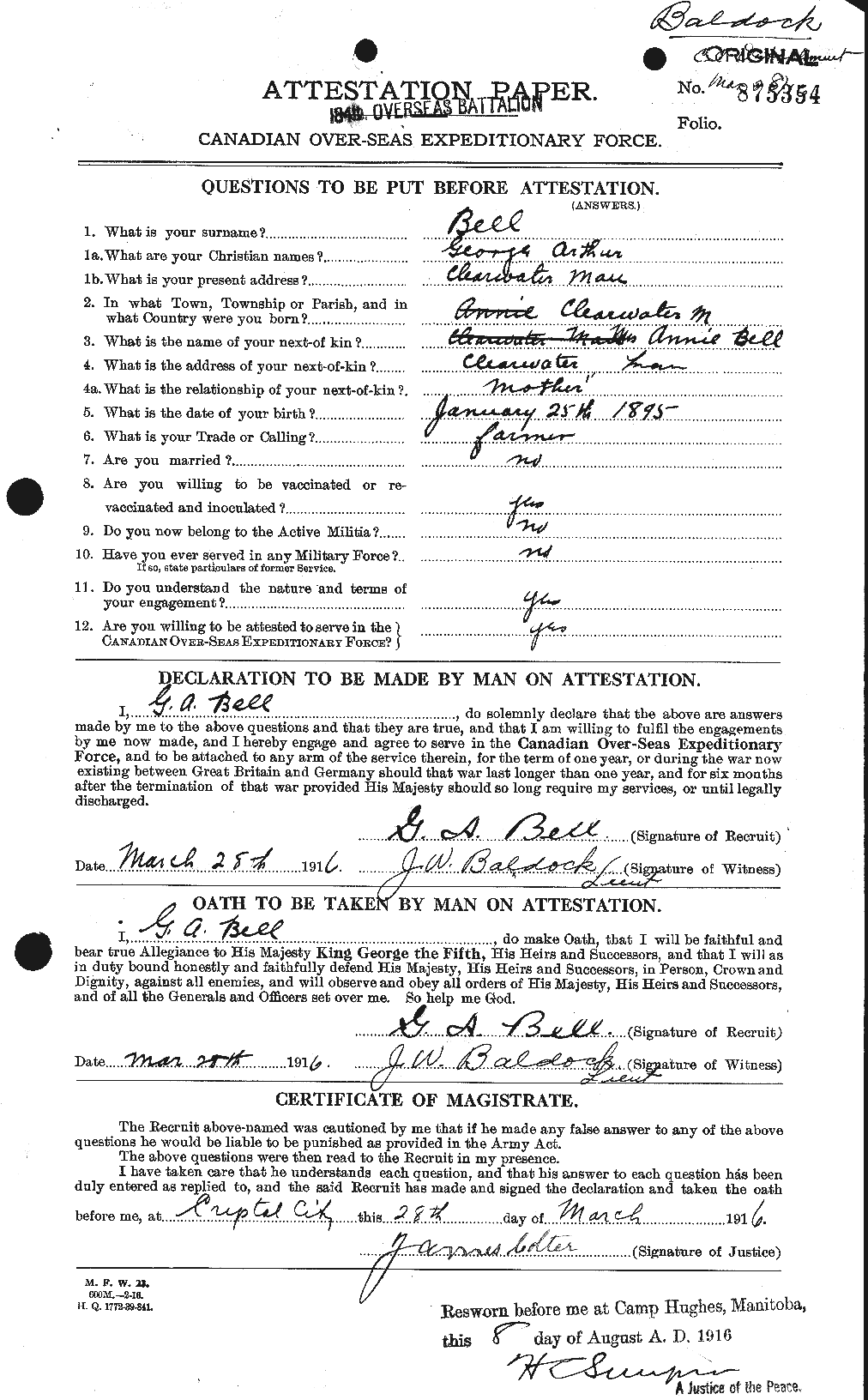 Personnel Records of the First World War - CEF 234168a