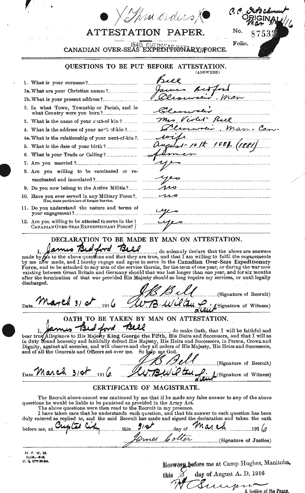 Personnel Records of the First World War - CEF 234339a