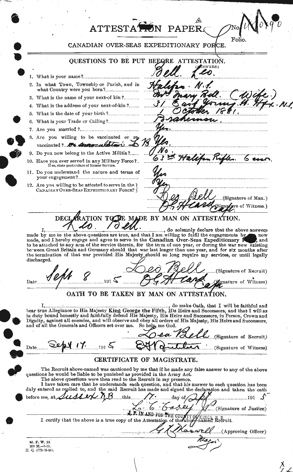 Personnel Records of the First World War - CEF 234515a