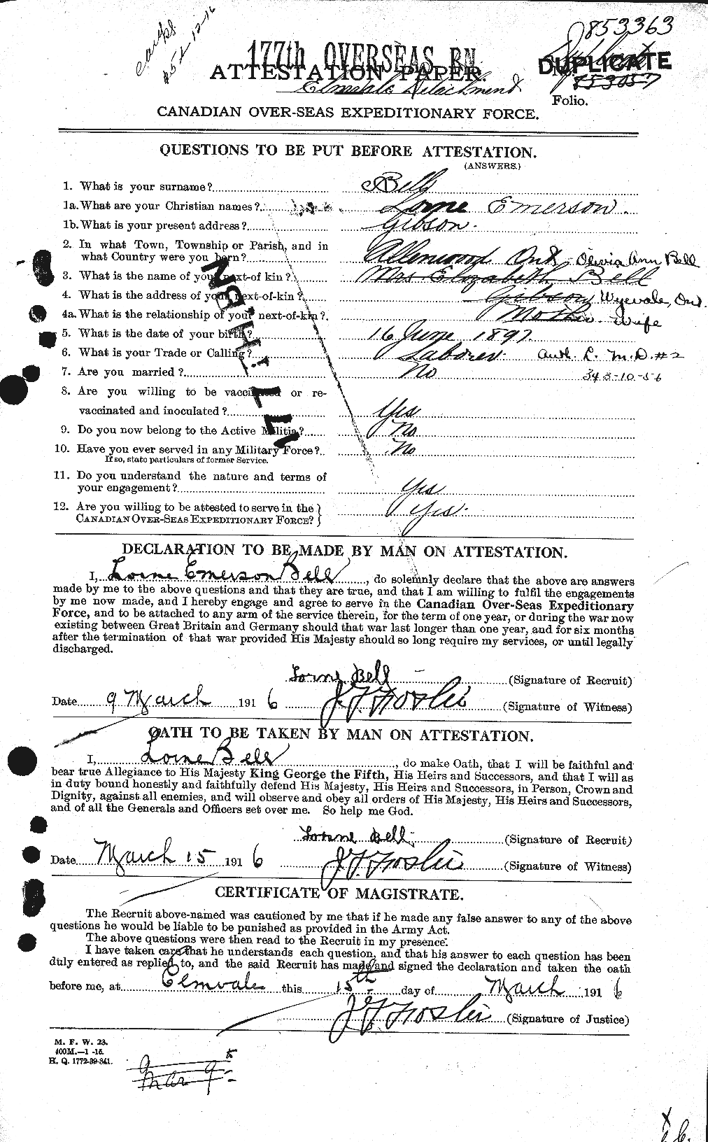 Personnel Records of the First World War - CEF 234527a