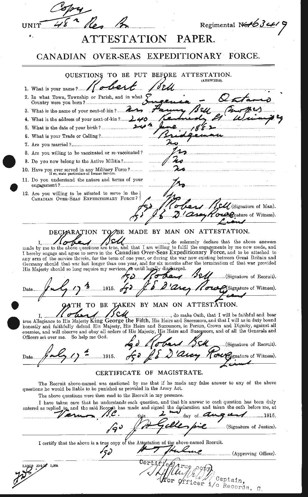 Personnel Records of the First World War - CEF 234644a