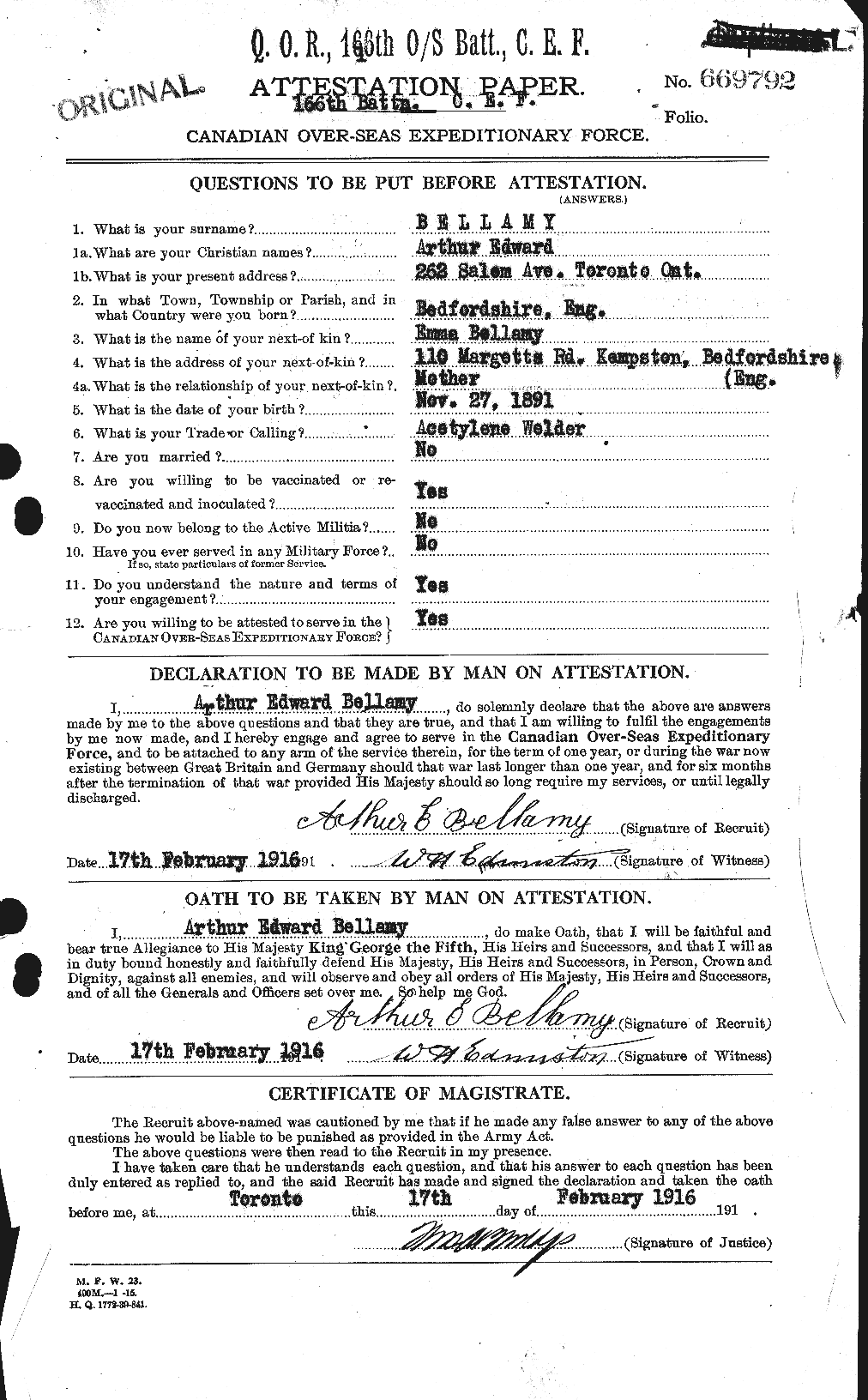 Personnel Records of the First World War - CEF 234965a