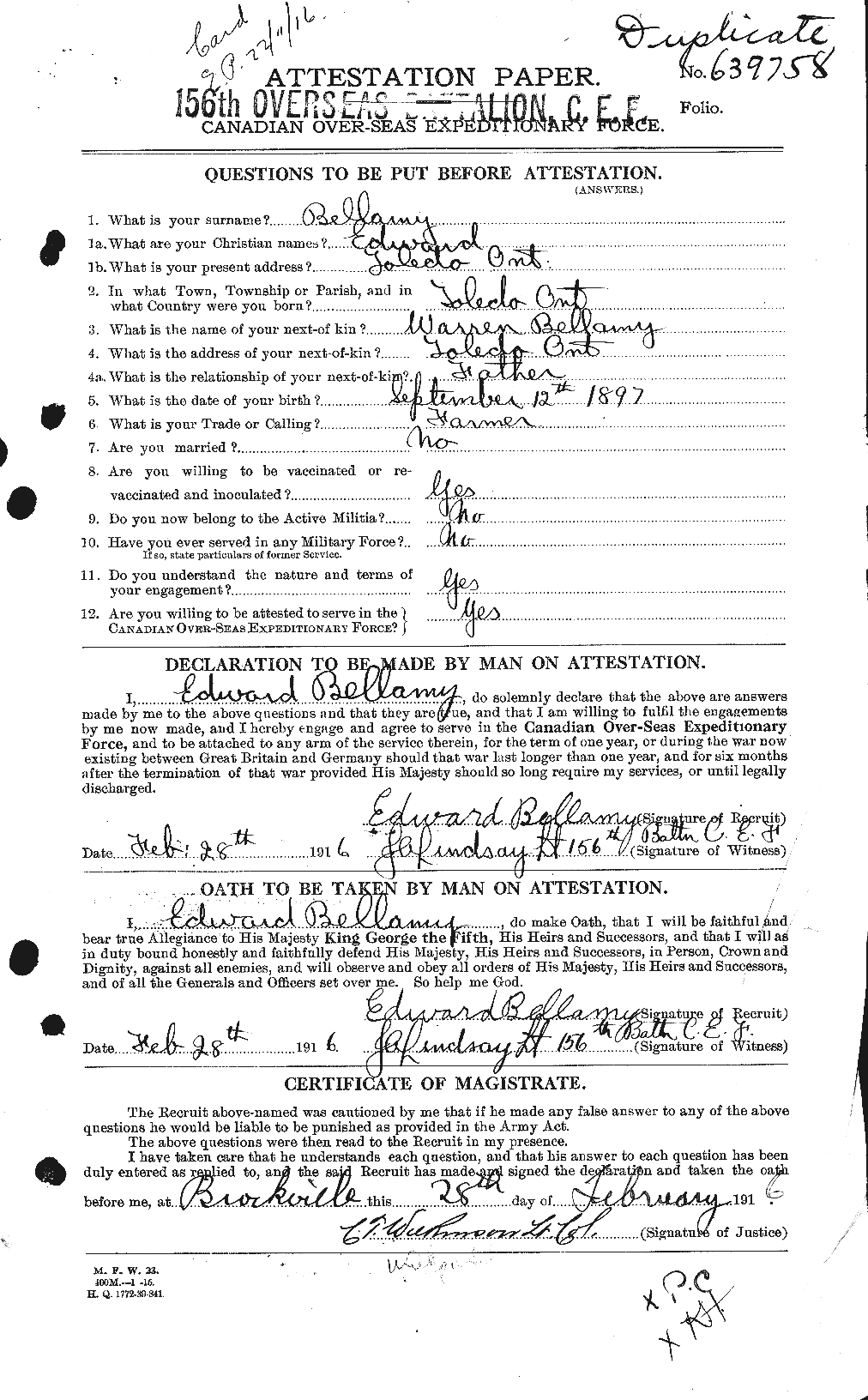 Personnel Records of the First World War - CEF 234970a