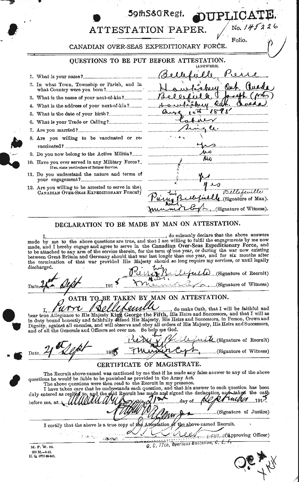 Personnel Records of the First World War - CEF 235071a
