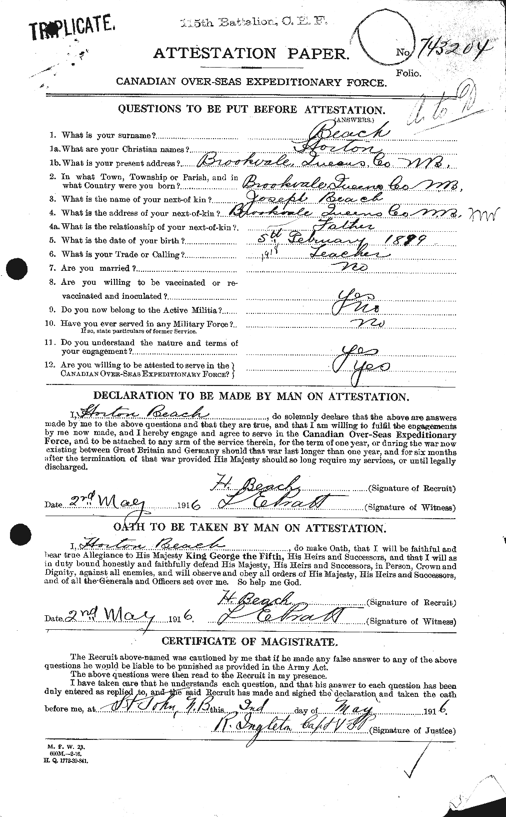 Personnel Records of the First World War - CEF 235111a