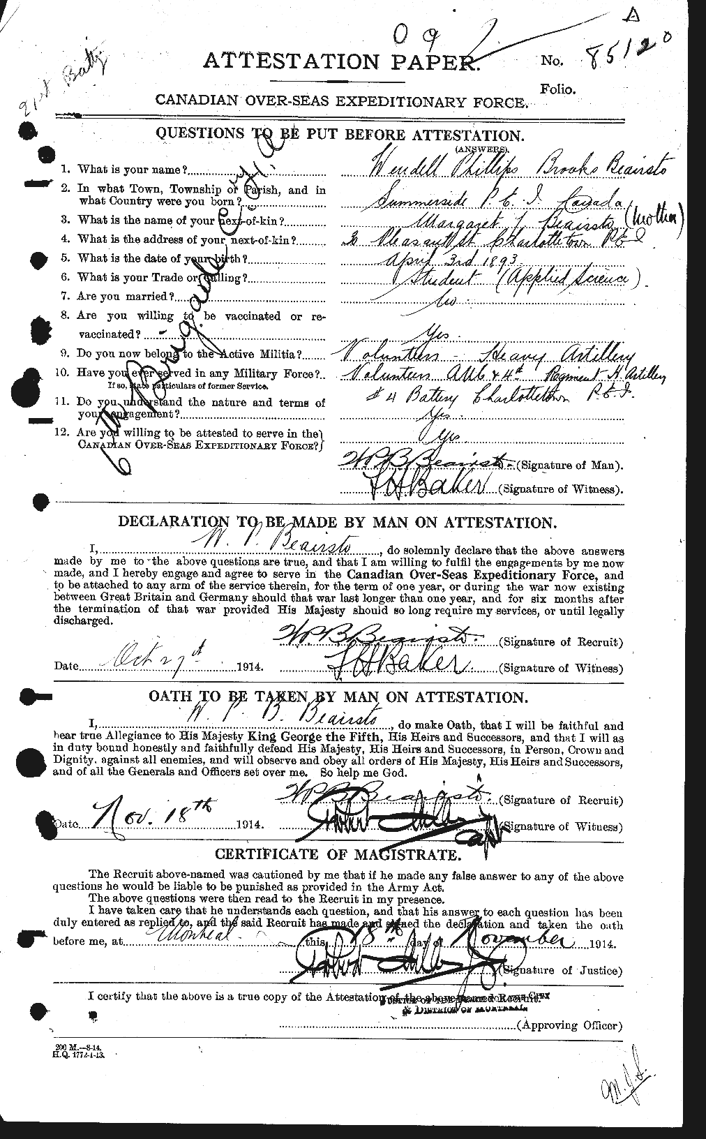 Personnel Records of the First World War - CEF 235258a