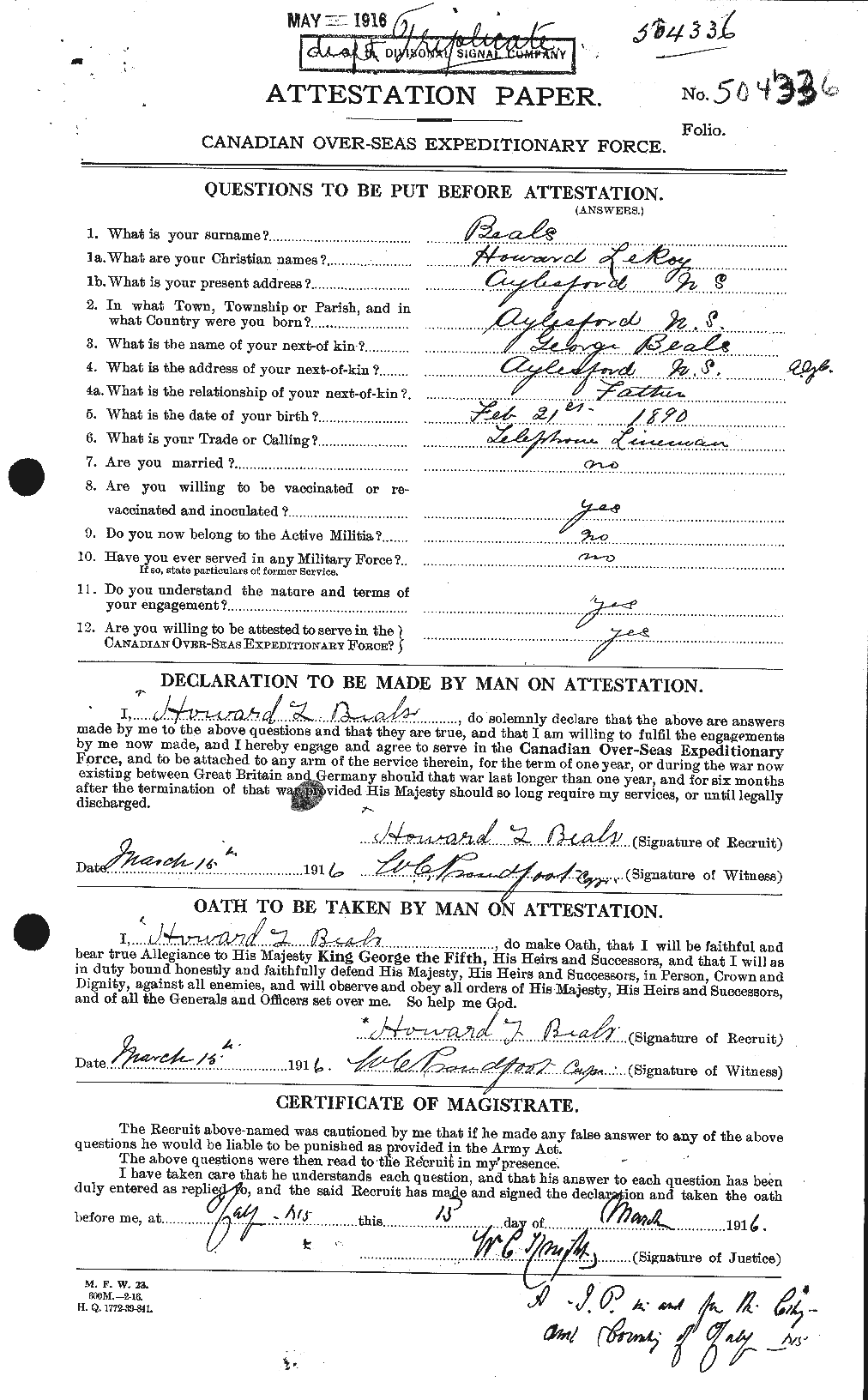 Personnel Records of the First World War - CEF 235392a